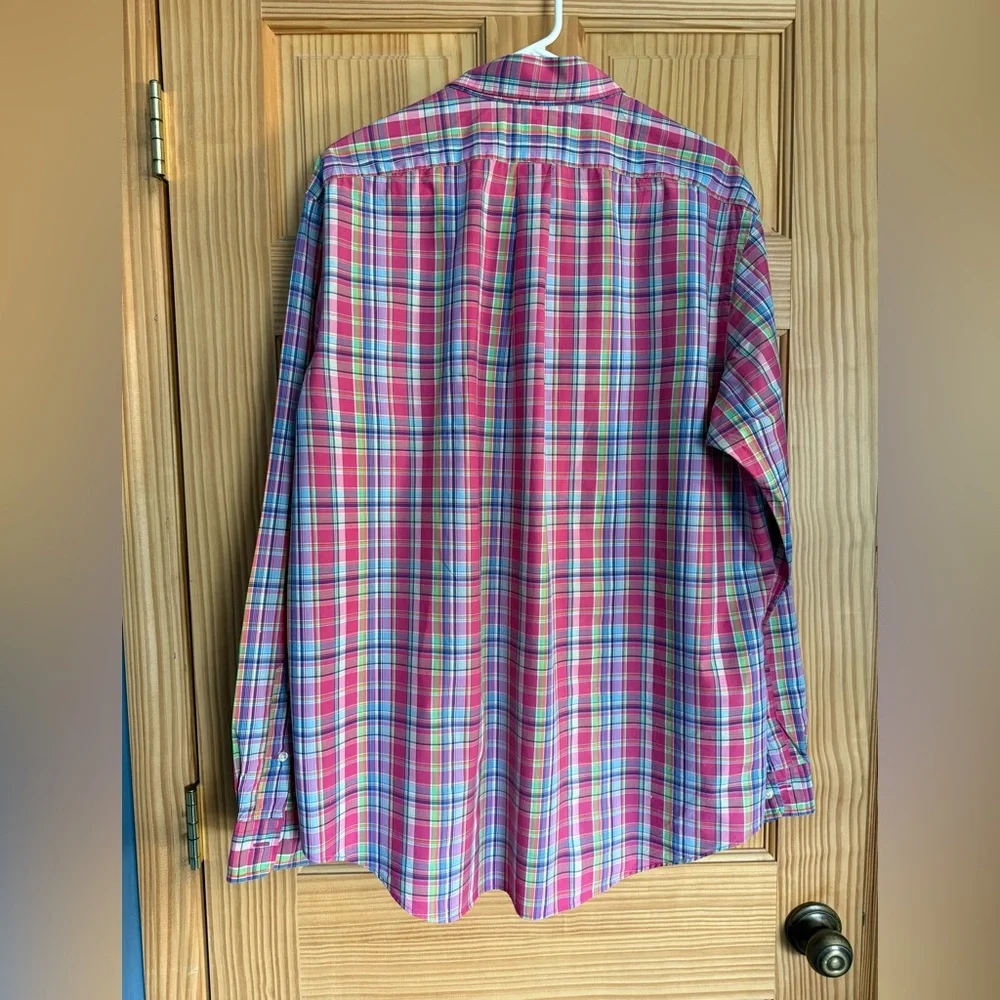 Ralph Lauren Men's Pink Vibrant Plaid Button-Down Long Sleeve Shirt Size XL - Picture 5 of 7